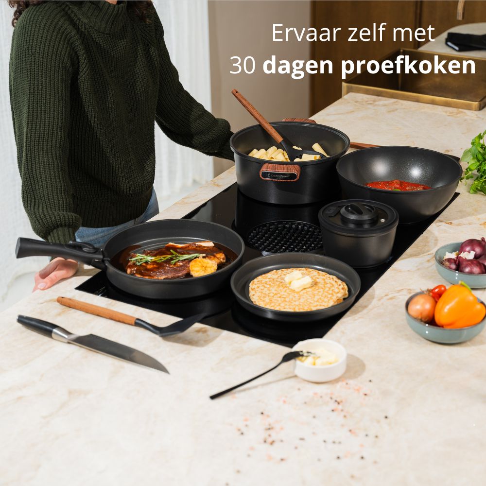 CookingTotem® | 5-Delige Stapelbare Non-stick Pannenset | Zwart